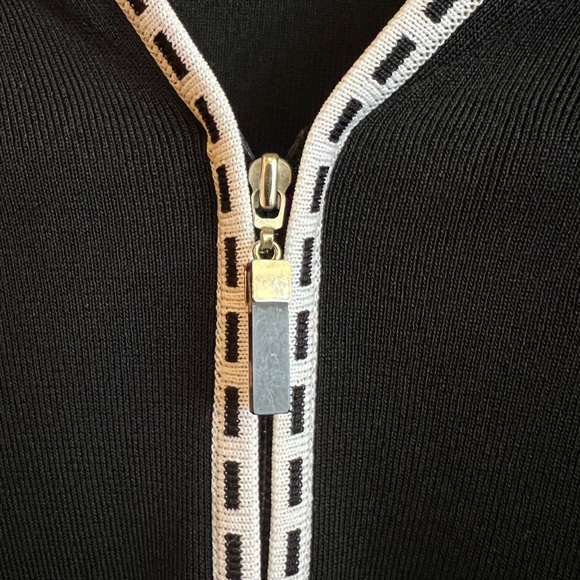 Misook zip up Swacket sz Med silver/black zipper dart back side split - Picture 4 of 6